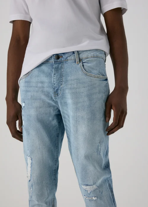 Blue Light Washed Rip & Repair Jeans - 30 R Image 3