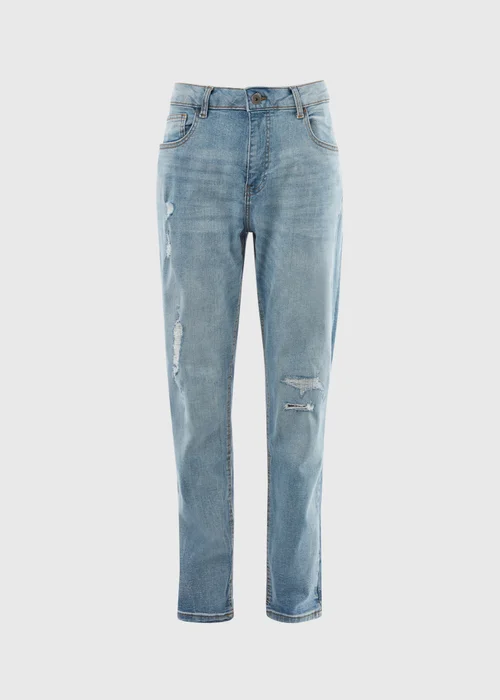 Blue Light Washed Rip & Repair Jeans - 30 R Image 5