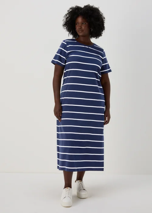 Navy Stripe Jersey Midi Dress - 8 Image 2