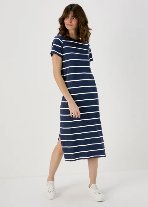 Navy Stripe Jersey Midi Dress - 8 Image 1