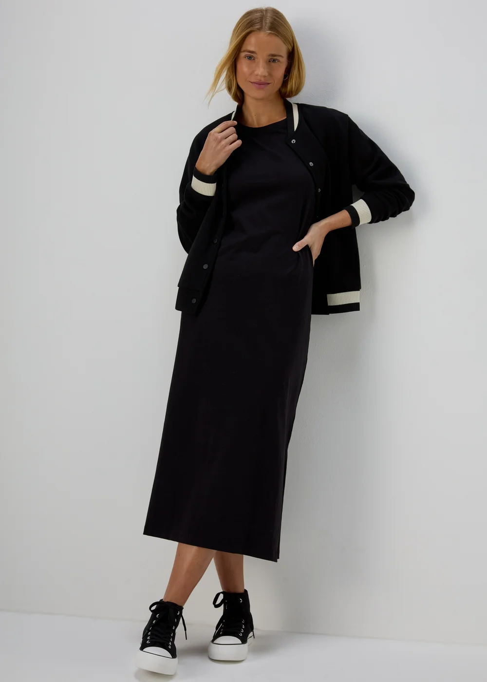Black Jersey T-Shirt Midi Dress - 8 Image 7