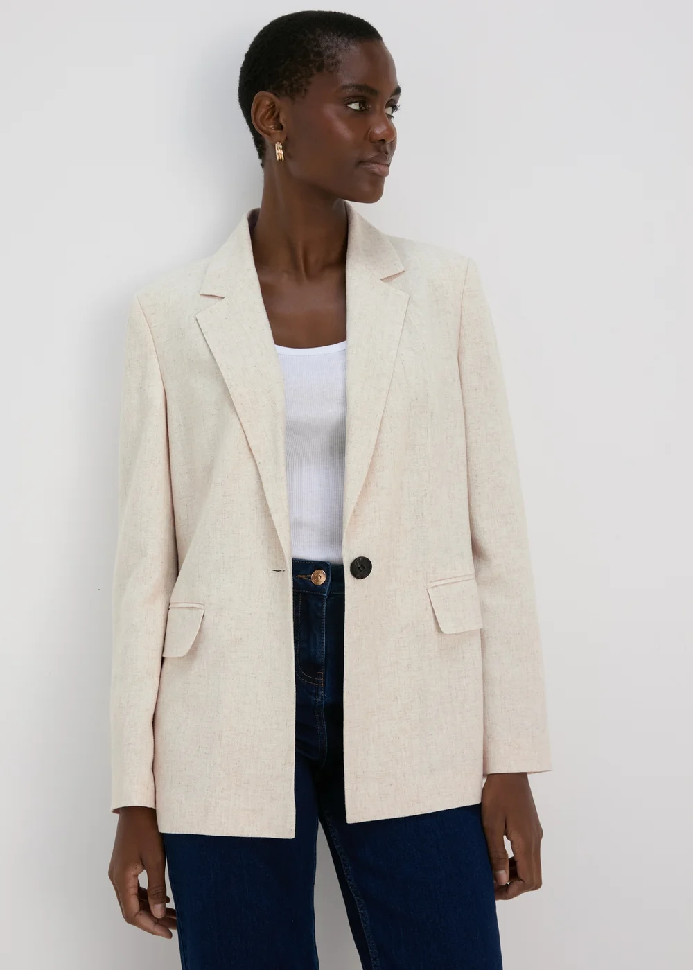 Stone Linen Blazer - 8 Image 1