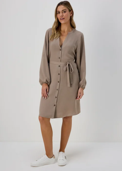 Taupe Belted Dress - 8 Image 1