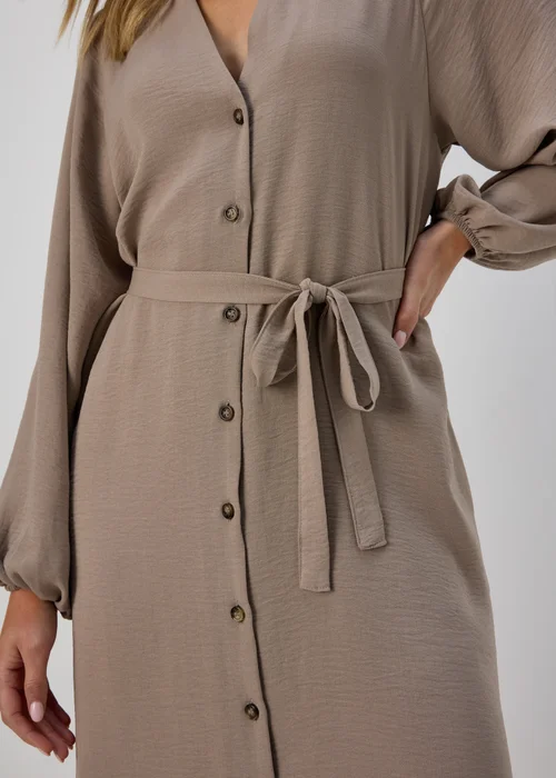Taupe Belted Dress - 8 Image 3