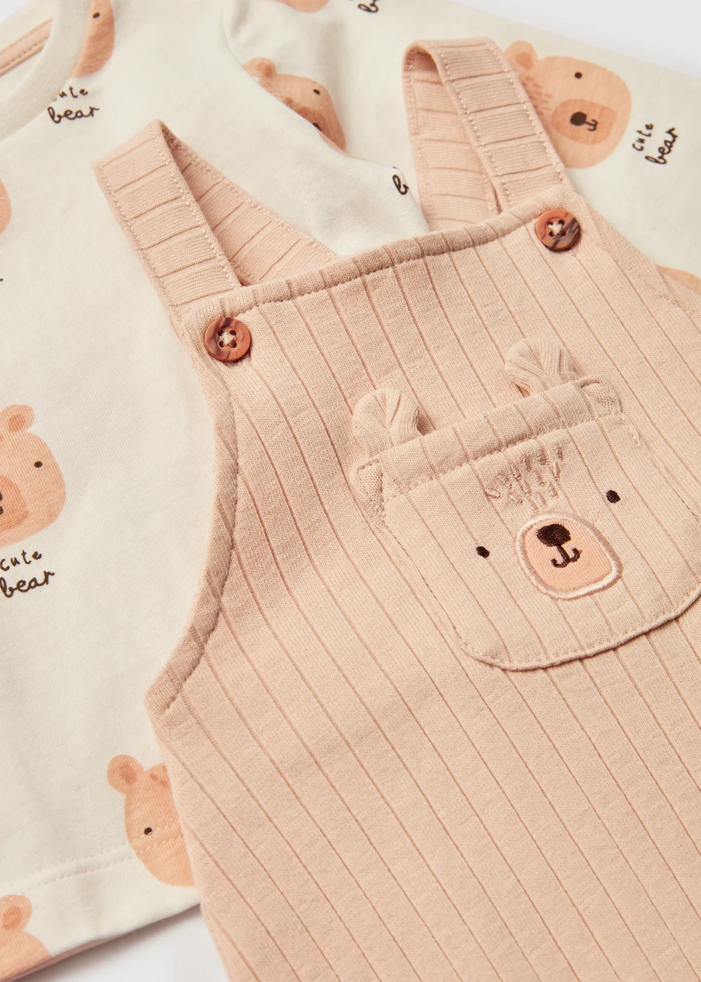 Baby Beige Bear Dungaree (Newborn- 23mths) - 0-3 months Image 2