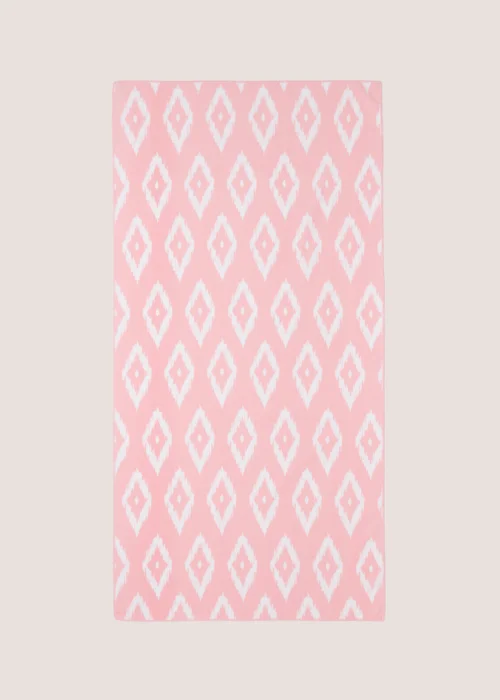 Pink Geo Print Microfibre Beach Towel Image 1