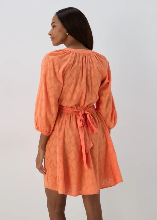Orange Jacquard Mini Shirt Dress - 8 Image 2