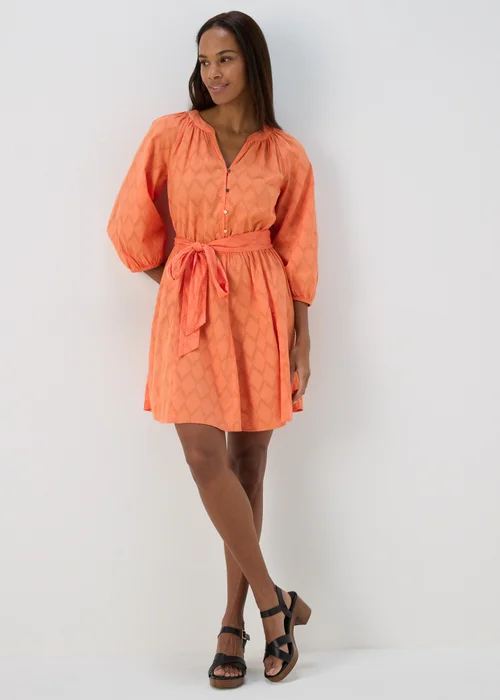 Orange Jacquard Mini Shirt Dress - 8 Image 4