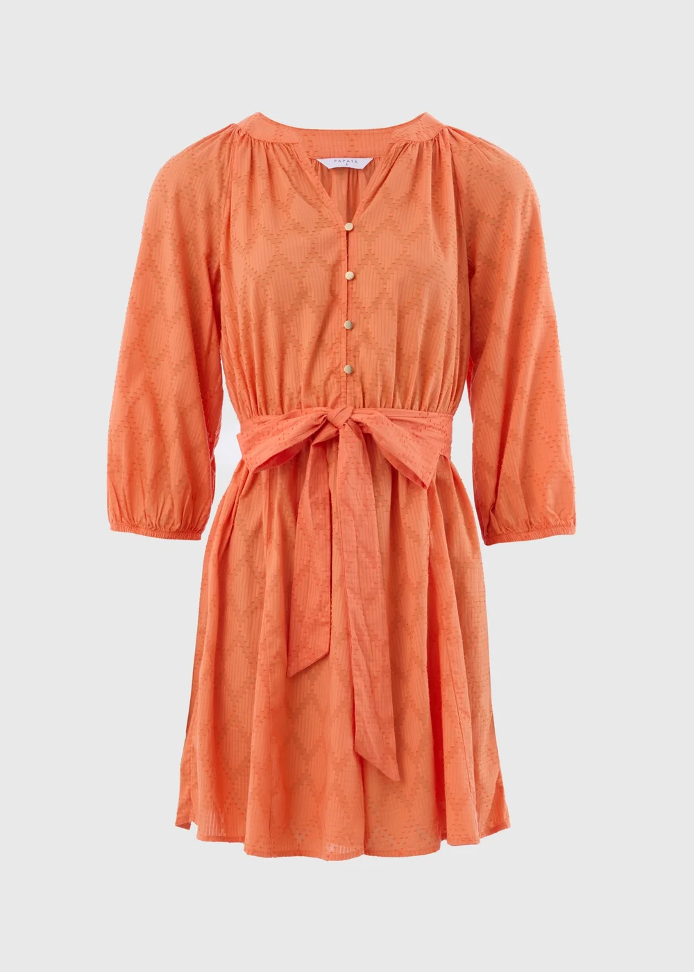 Orange Jacquard Mini Shirt Dress - 8 Image 5