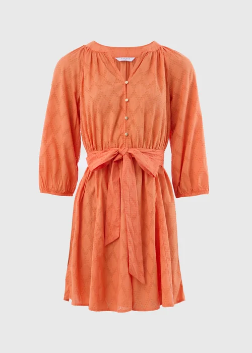 Orange Jacquard Mini Shirt Dress - 8 Image 5