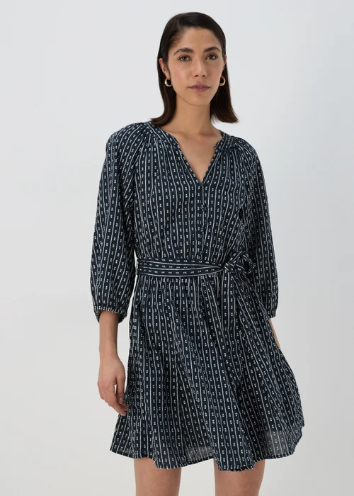 Blue Dobby Mini Shirt Dress - 8 Image 1