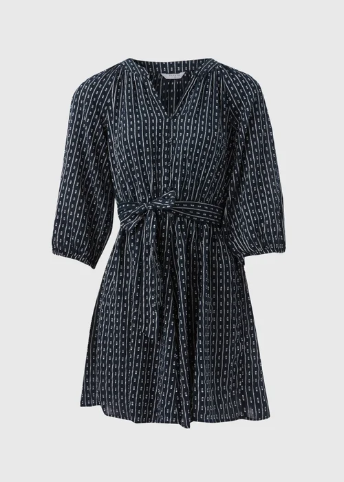 Blue Dobby Mini Shirt Dress - 8 Image 5