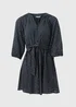 Blue Dobby Mini Shirt Dress - 8 Image 5