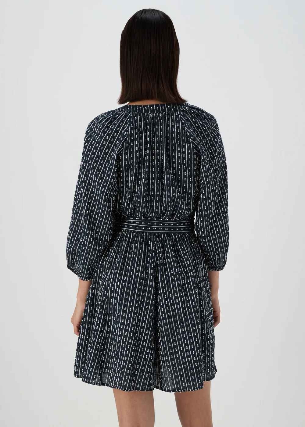 Blue Dobby Mini Shirt Dress - 8 Image 2