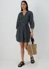 Blue Dobby Mini Shirt Dress - 8 Image 4