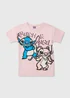 Disney Girls Pink Stitch & Angel Oversized T-Shirt (4-11yrs) - Age 4 Years Image 1