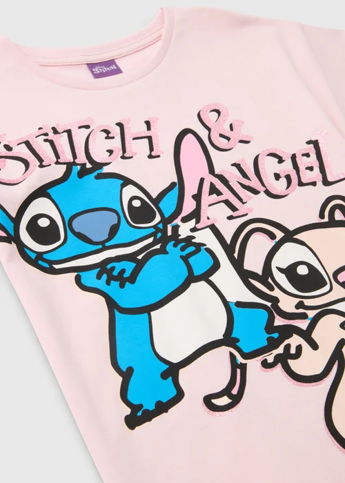 Disney Girls Pink Stitch & Angel Oversized T-Shirt (4-11yrs) - Age 4 Years Image 2