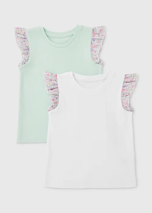 Girls 2 Pack Multicolour Wild Flower Vest (1-7yrs) - 1-1.5 Yrs Image 1