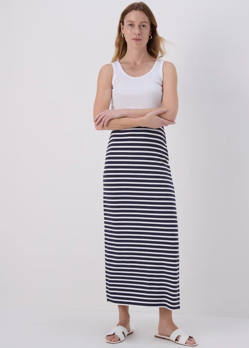 Navy Stripe Jersey Maxi Skirt - 8 Image 4