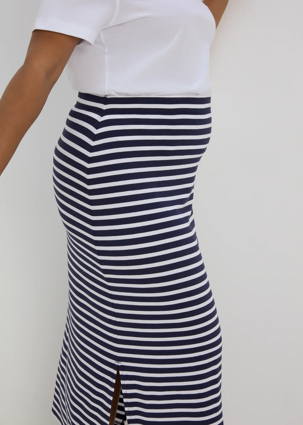 Navy Stripe Jersey Maxi Skirt - 8 Image 6