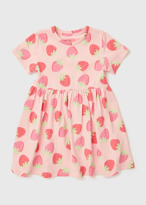 Girls Pink Strawberry Dress (1-7yrs) - 1-1.5 Yrs Image 1