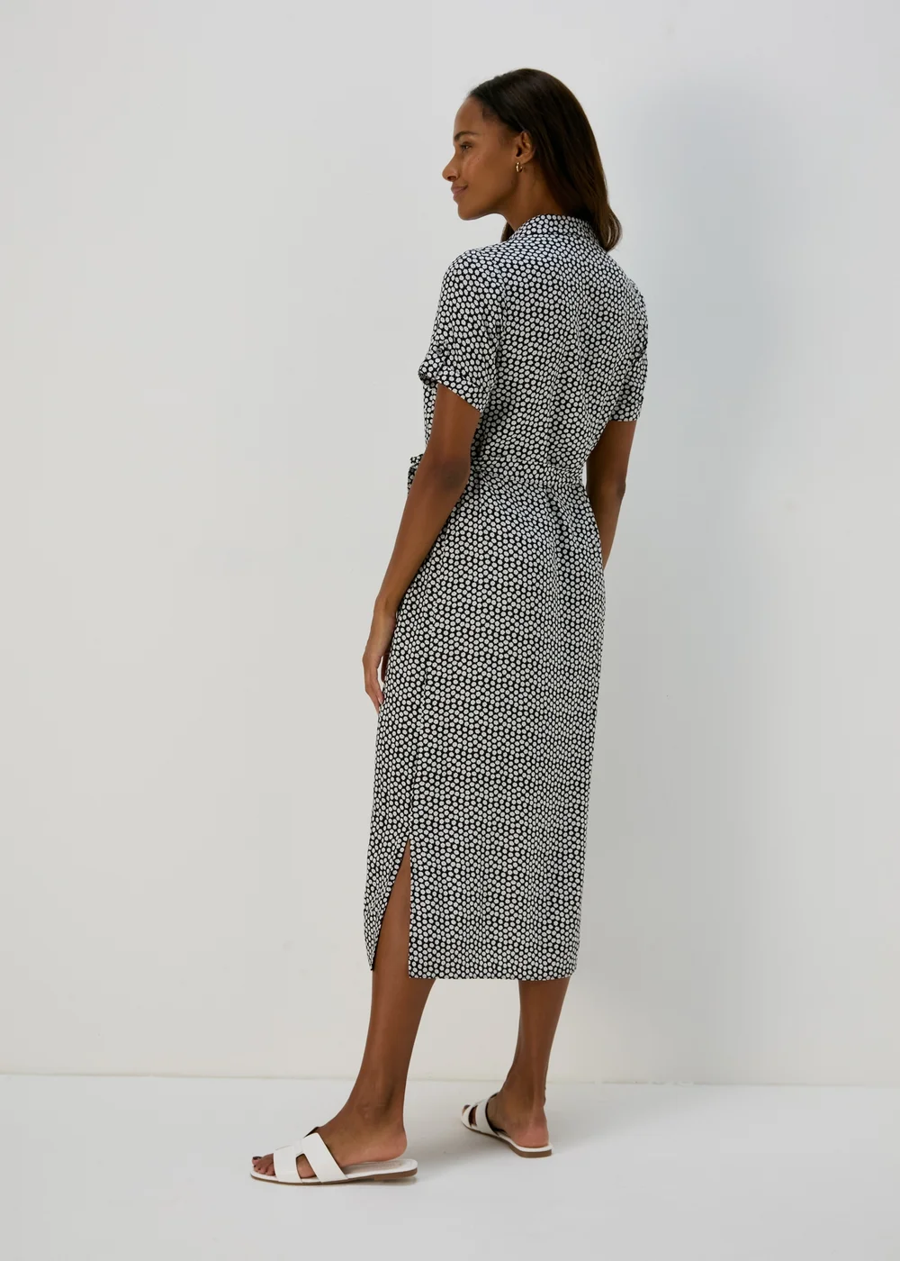 Black Ditsy Viscose Shirt Dress - 8 Image 2