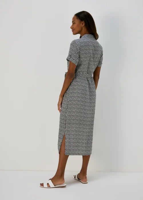 Black Ditsy Viscose Shirt Dress - 8 Image 2