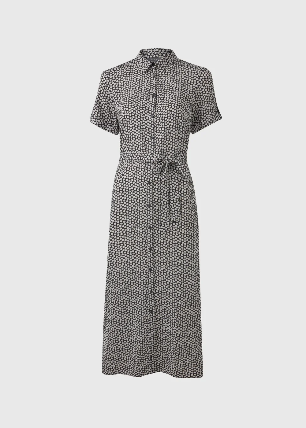 Black Ditsy Viscose Shirt Dress - 8 Image 5