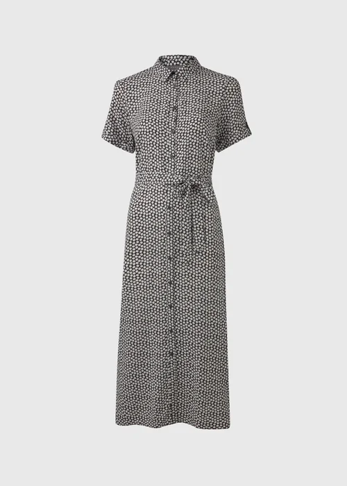 Black Ditsy Viscose Shirt Dress - 8 Image 5