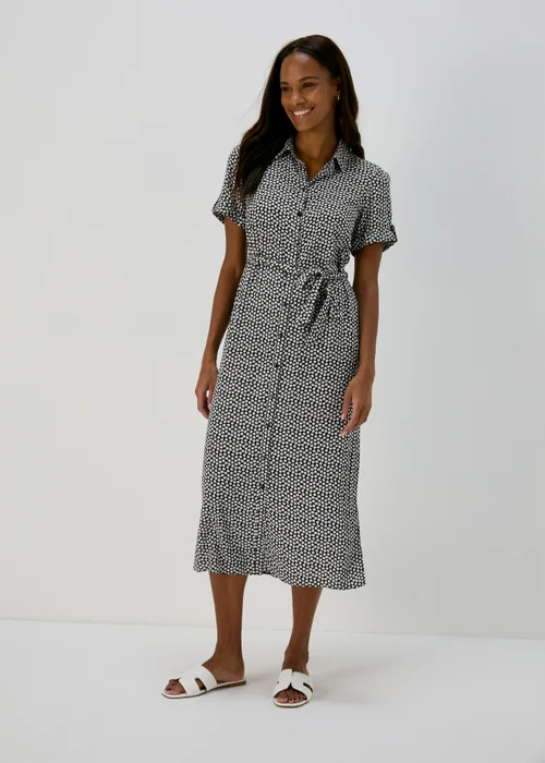 Black Ditsy Viscose Shirt Dress - 8 Image 3