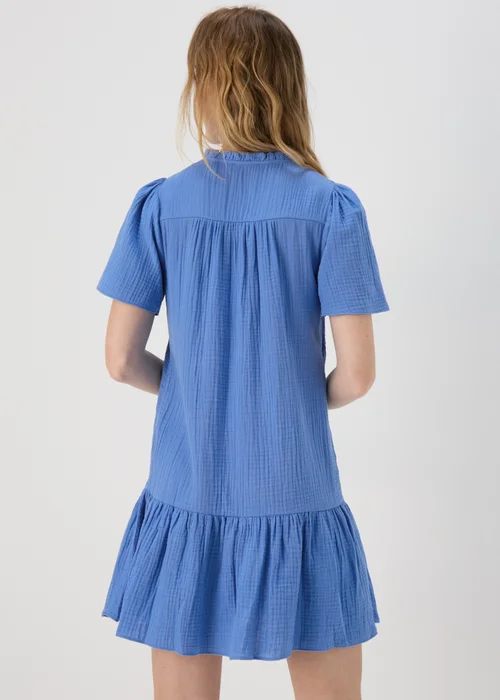 Blue Double Cloth Mini Dress - 8 Image 2
