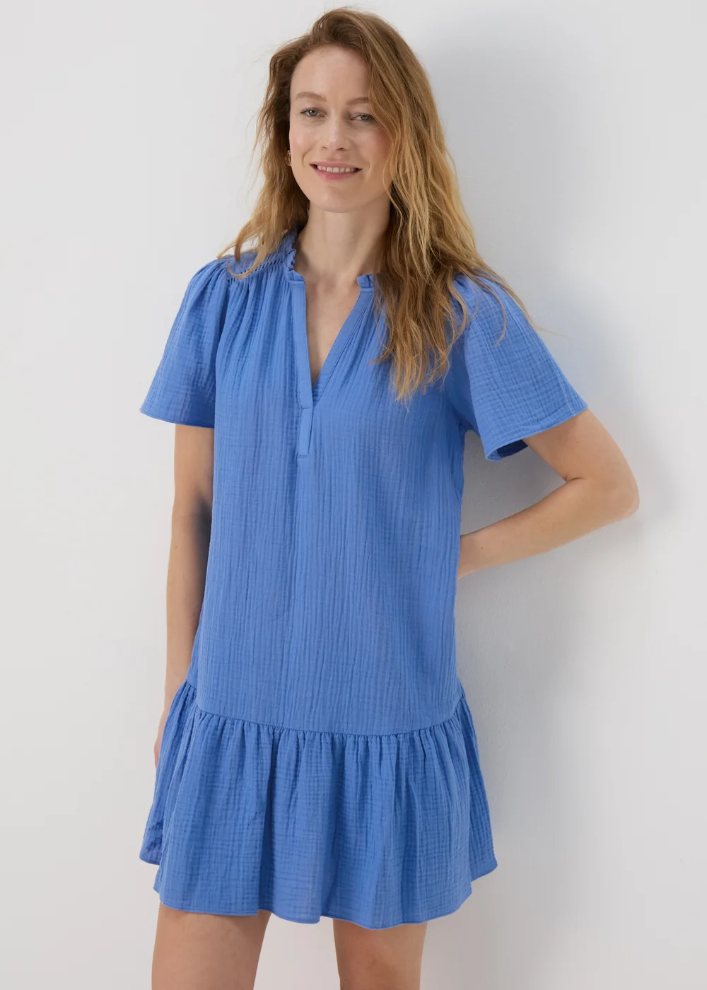 Blue Double Cloth Mini Dress - 8 Image 1