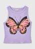 Girls Lilac Butterfly Ribbed Vest (7-15yrs) - Age 7 Years Image 1