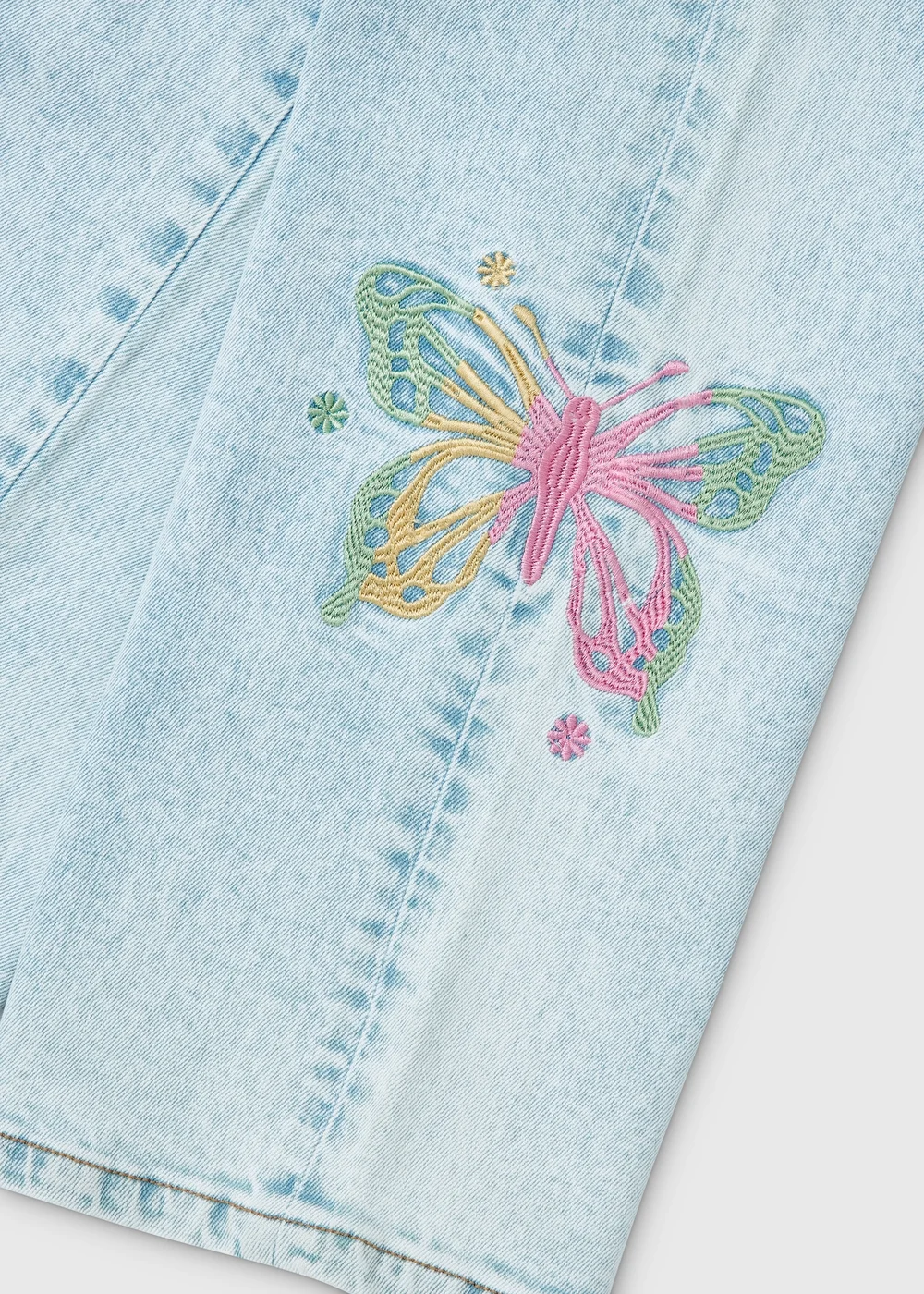 Girls Light Wash Butterfly Design Jeans (7-13yrs) - Age 10 Years Image 2