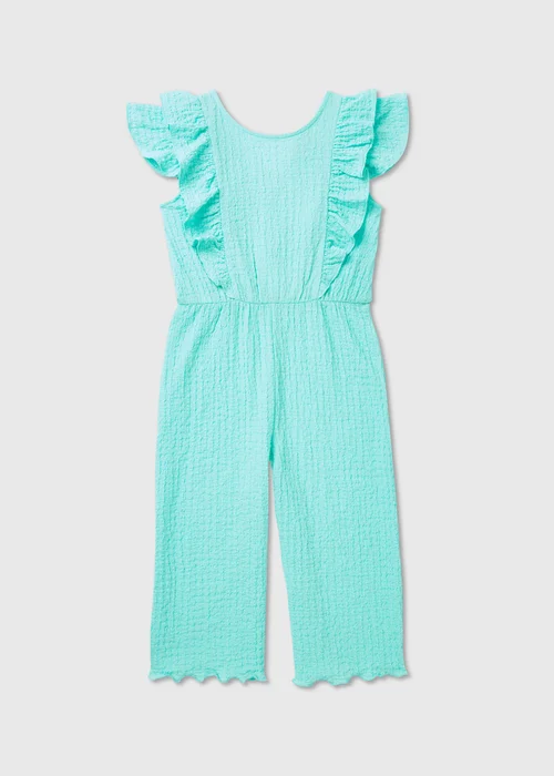 Girls Aqua Frill Crinkle Jumpsuit (7-13yrs) - 7 Yrs Image 1