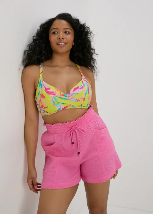 Multicolour Leaf Print Shapewear D+ Bikini Top - 34DD Image 1
