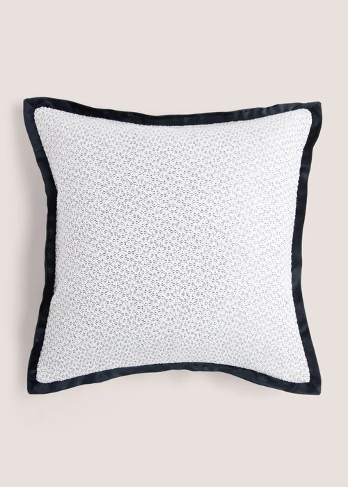 White Mono Oxford Edge Cushion Image 1