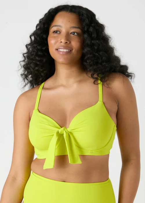 Lime Tie Front Shapewear D+ Bikini Top - 32DD Image 1