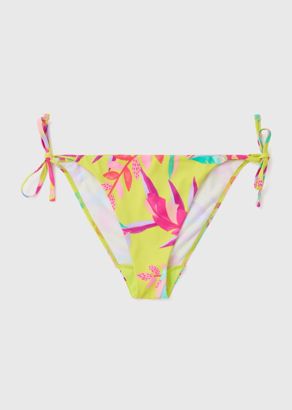 Multicolour Leaf Print Tie Side Triangle Bikini Bottoms - 6 Image 1