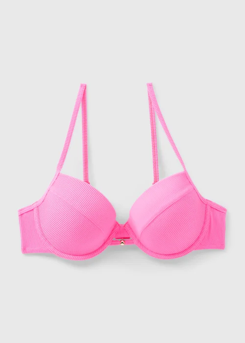 Pink Textured Ribbed Mould Bra - 32B Image 4