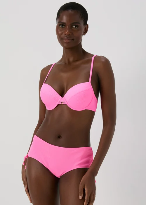 Pink Textured Ribbed Mould Bra - 32B Image 1