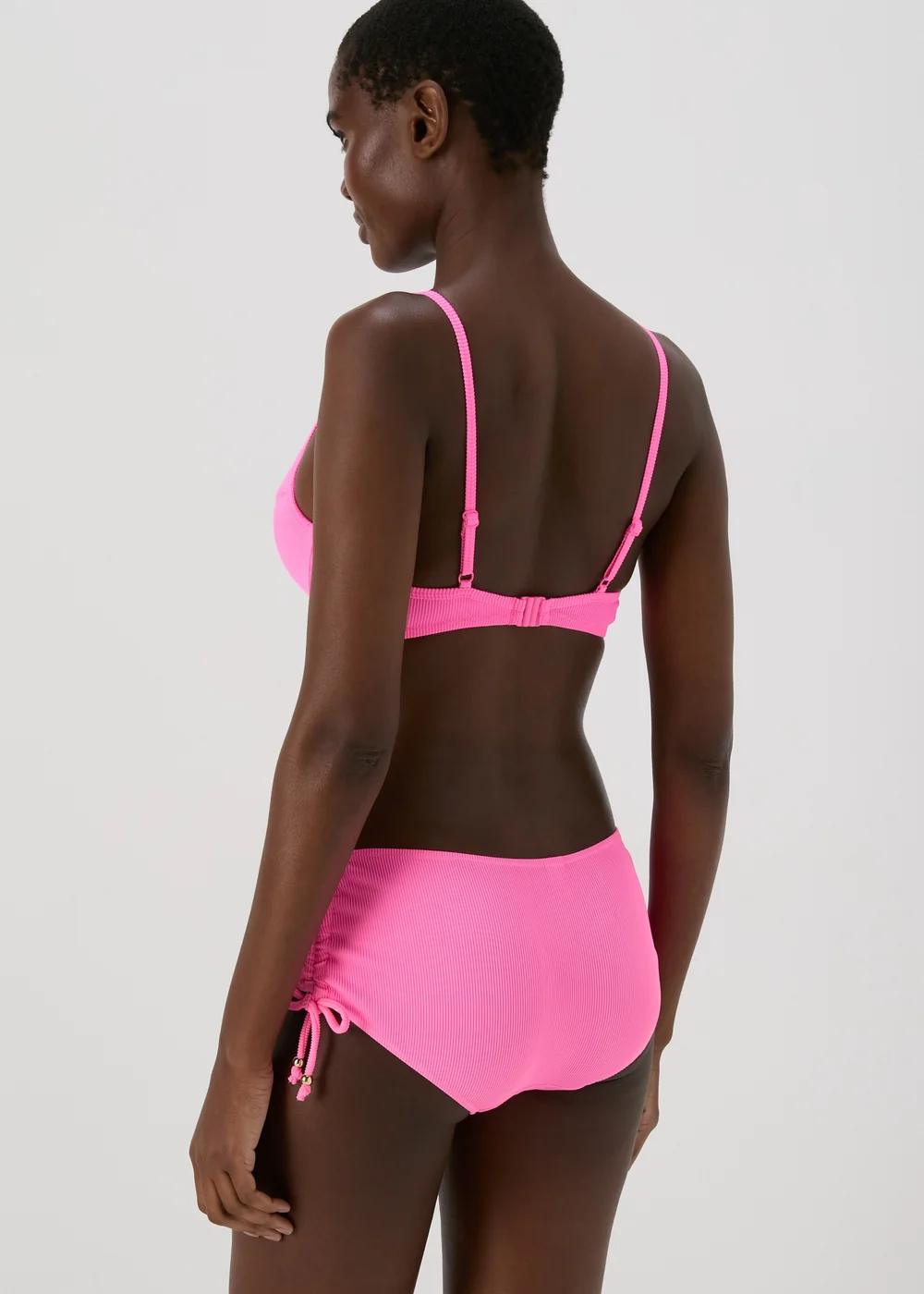 Pink Textured Ribbed Mould Bra - 32B Image 2