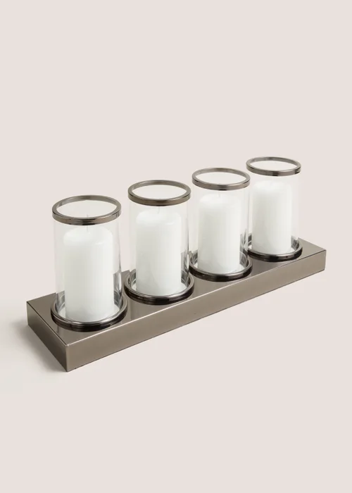 Metal Chrome Candelabra (30.5cm x 13.5cm x 13.5cm) Image 2