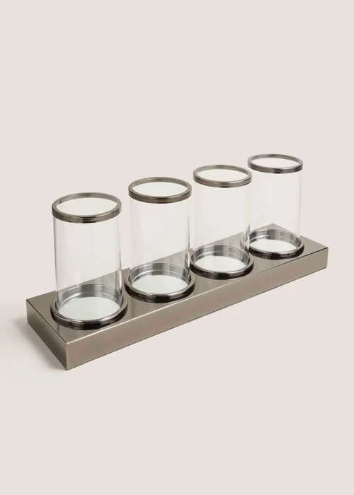 Metal Chrome Candelabra (30.5cm x 13.5cm x 13.5cm) Image 1