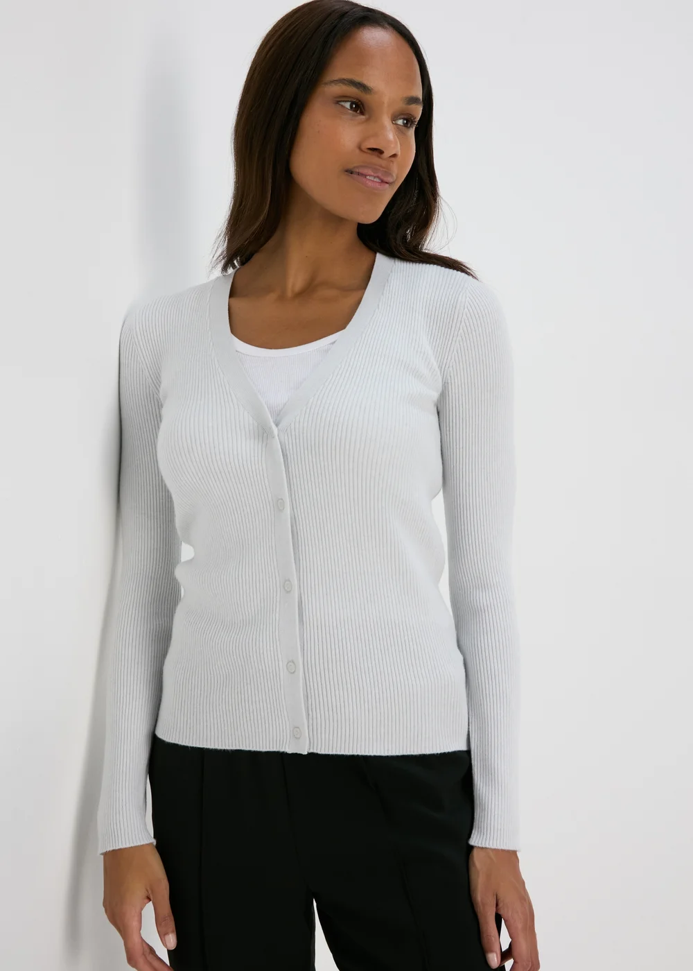 Grey Marl Button Through Cardigan - 8 Image 3