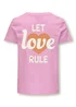 ONLY Girls Pink Love Rule Slogan Heart T-Shirt (5-14yrs) - Age 5 - 6 Years Image 2