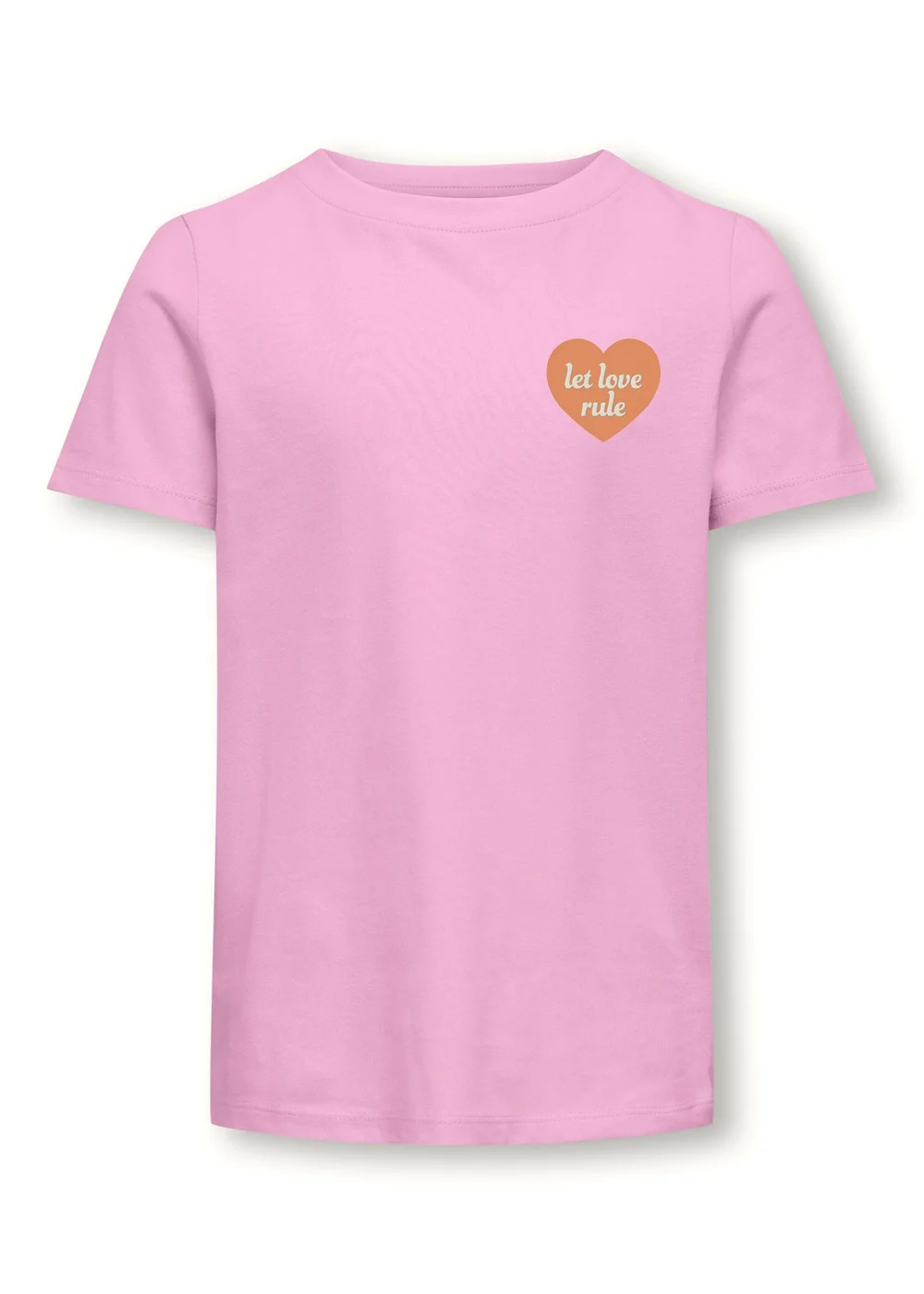 ONLY Girls Pink Love Rule Slogan Heart T-Shirt (5-14yrs) - Age 5 - 6 Years Image 1