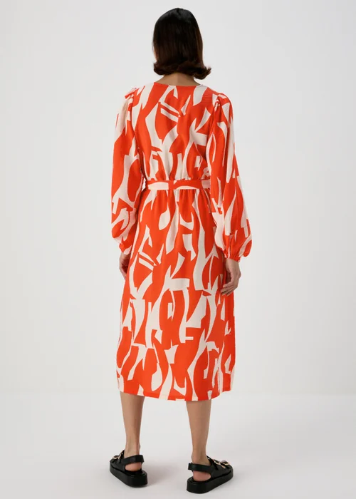 Et Vous Red Abstract Print Balloon Sleeves Dress - 8 Image 3
