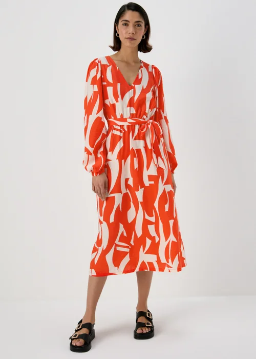 Et Vous Red Abstract Print Balloon Sleeves Dress - 8 Image 5