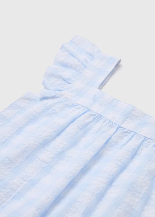 Girls Blue Check Design Woven Frill Pyjama Set (9mths-13yrs) - Age 9 - 12 Months Image 2